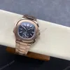 Super Clone Patek Philippe Nautilus Chronograph 5980/1R-001 40mm Black-Gray Dial Rose Gold — on leather display