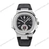 Super Clone Patek Philippe Nautilus Chronograph 5980/1A-014 40.5mm Black Dial with Leather Strap