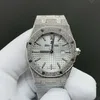 Super Clone Audemars Piguet Royal Oak Frosted Gold 41mm Silver Dial Steel — dial close-up
