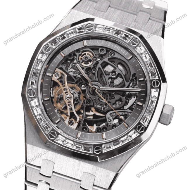 Super Clone Audemars Piguet Royal Oak Frosted Gold Double Balance Wheel Openworked 41mm benzen Baugette