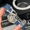 Super Clone Hublot Classic Fusion Titanium 38mm Blue Dial Unisex Size — on leather display