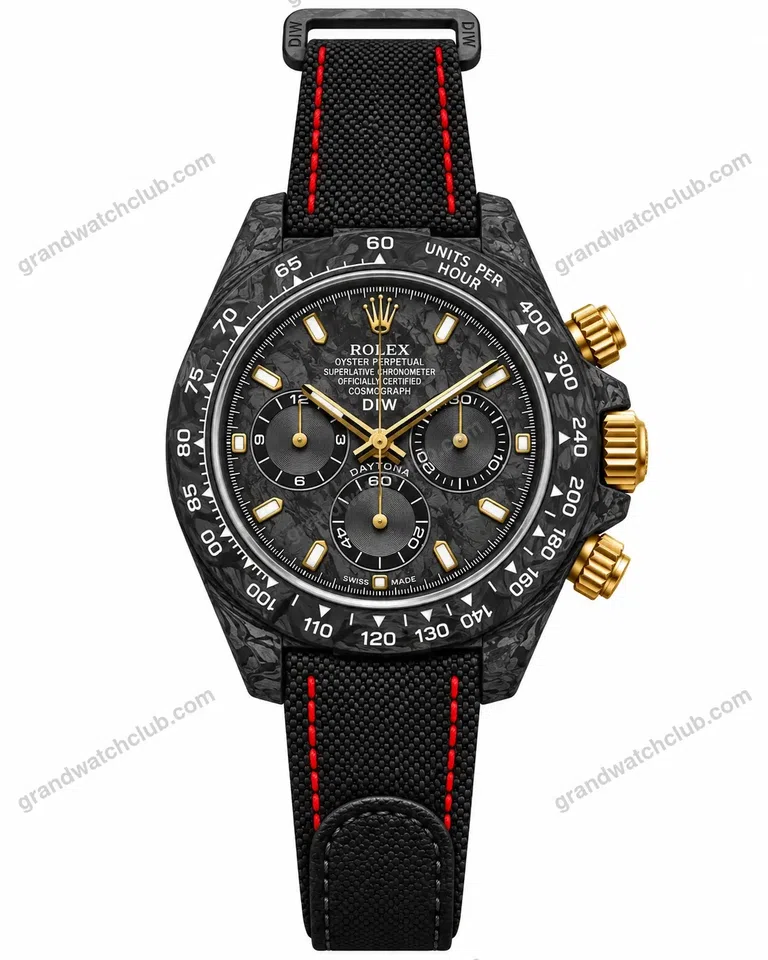 Super Clone Rolex Cosmograph Daytona DIW Carbon Gold Accent 116500LN – Swiss SuperClone