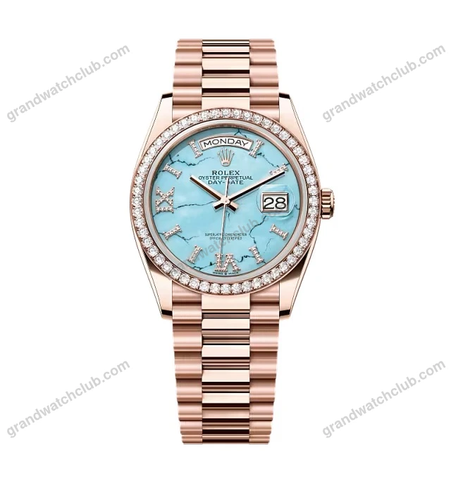 Super Clone Rolex Day-Date Turquoise Diamond Dial 128345rbr-0064 36 mm