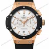 Super Clone Hublot Big Bang Rose Gold White Dial Chronograph Rubber Strap
