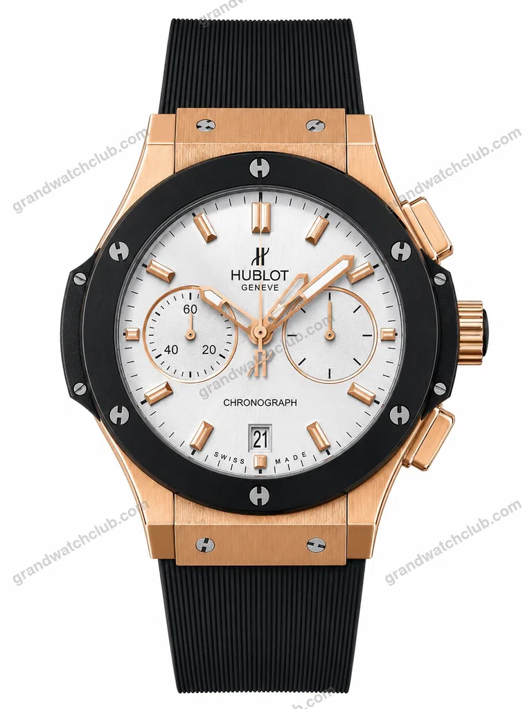 Super Clone Hublot Big Bang Rose Gold White Dial Chronograph Rubber Strap