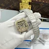 Super Clone Cartier Santos de Cartie Larger Full Diamond Demi Yellow Gold 39.8mm – Handcrafted Diamod — case and bezel