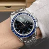 Super Clone Rolex Cosmograph Daytona Blue Sapphire Diamond Bezel Black Dial 116520 – Swiss SuperClone - photo 1