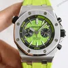 Super Clone Audemars Piguet Royal Oak Offshore Diver Chronograph in Green 26703ST 42mm — dial close-up