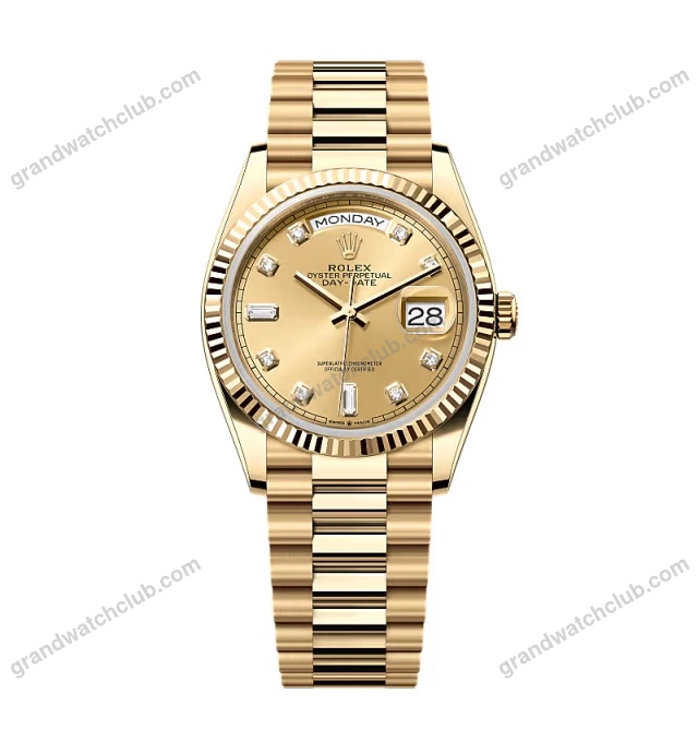 Super Clone Rolex Day-Date Champagne Diamond Dial 128238-0008 36 mm