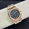 Super Clone Audemars Piguet Royal Oak “Jumbo” Extra-Thin 15207OR.OO.1240OR.01 39mm Black Dial Rose Gold – — on leather display