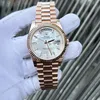 Super Clone Rolex Day-Date White Mother-of-Pearl Diamond Dial 128235-0078 36 mm — dial close-up