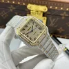 Super Clone Cartier Santos de Cartie Larger Full Diamond Demi Yellow Gold 39.8mm – Handcrafted Diamod — bracelet detail
