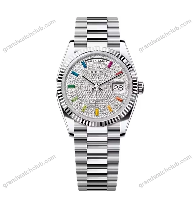 Super Clone Rolex Day-Date Diamond-Paved Dial 128236-0003 36 mm