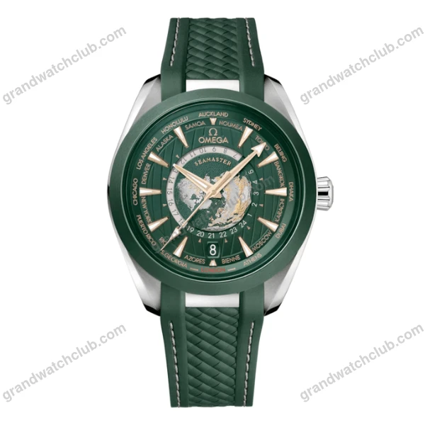 Super Clone Omega Seamaster Aqua Terra Worldtimer 43mm Green Dial