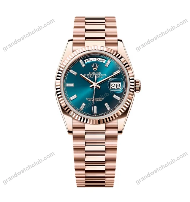 Super Clone Rolex Day-Date Blue-Green Diamond Dial 128235-0085 36 mm