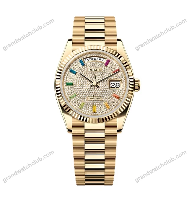 Super Clone Rolex Day-Date Diamond-Paved Dial 128238-0051 36 mm