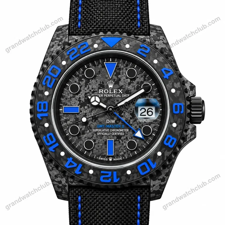 Super Clone Rolex GMT-Master II DIW Carbon Blue Accent 126710 – Swiss SuperClone
