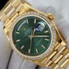 Super Clone Rolex Day-Date Bright Green Diamond Dial 128398tbr-0035 36 mm — side profile