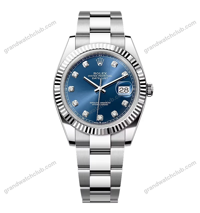 Super Clone Rolex Datejust Bright Blue Diamond Dial 126334-0015 41 mm