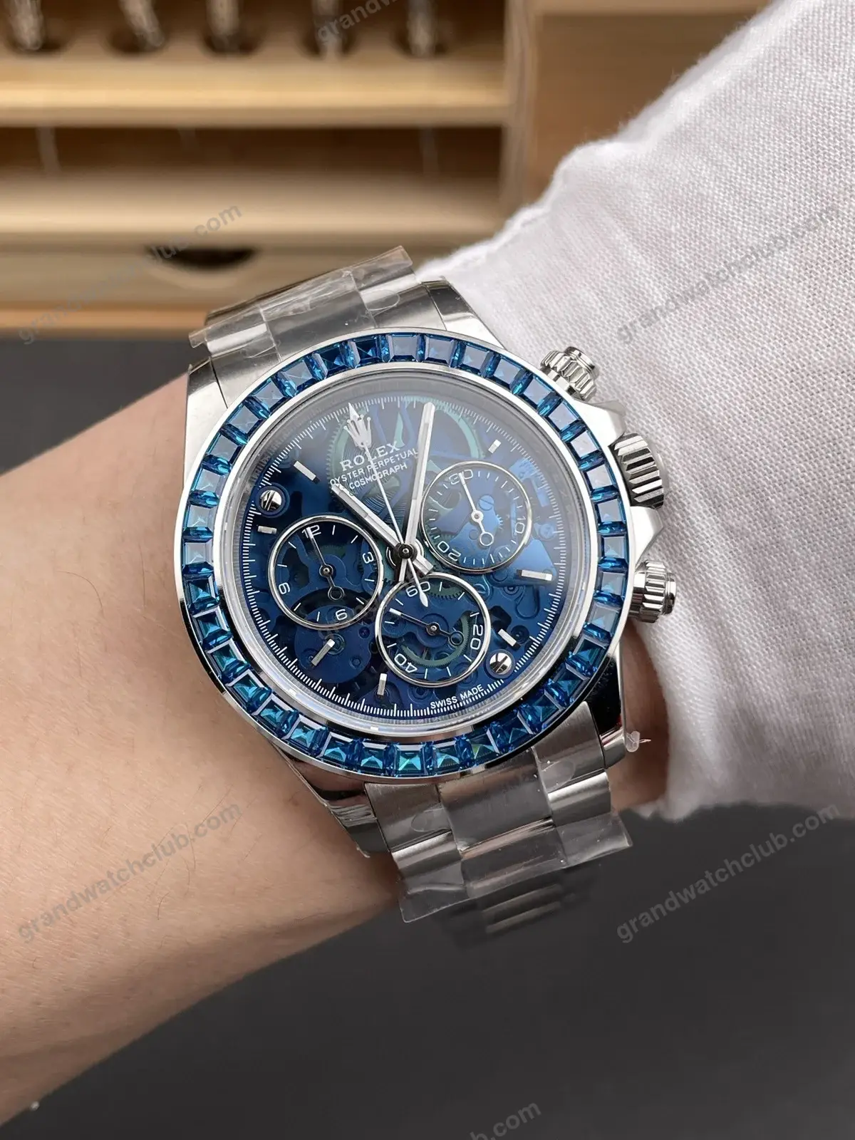 Super Clone Rolex Cosmograph Daytona Artisans de Genève Blue Skeleton Sapphire Bezel 116520 – Swiss SuperClone - photo 1