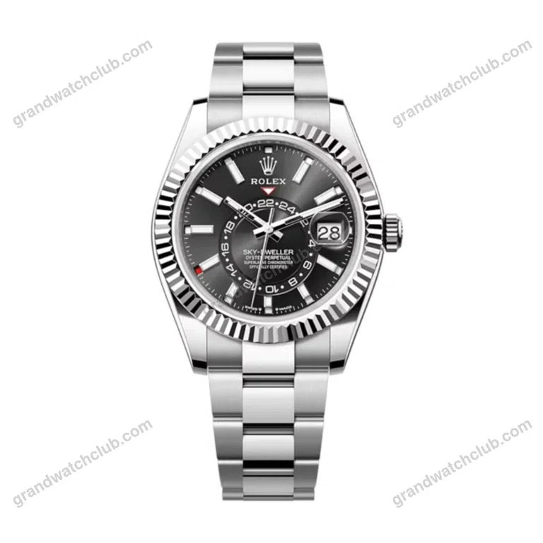 Super Clone Rolex Sky-Dweller Bright black Dial 336934 Oyster
