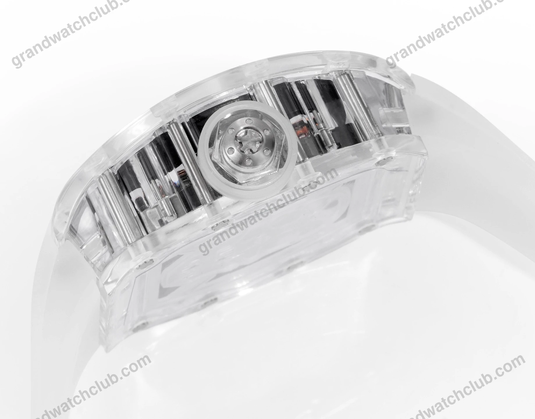 Super Clone Richard Mille RM 52-01 Transparent Skull Tourbillon Rubber Strap β clasp and links