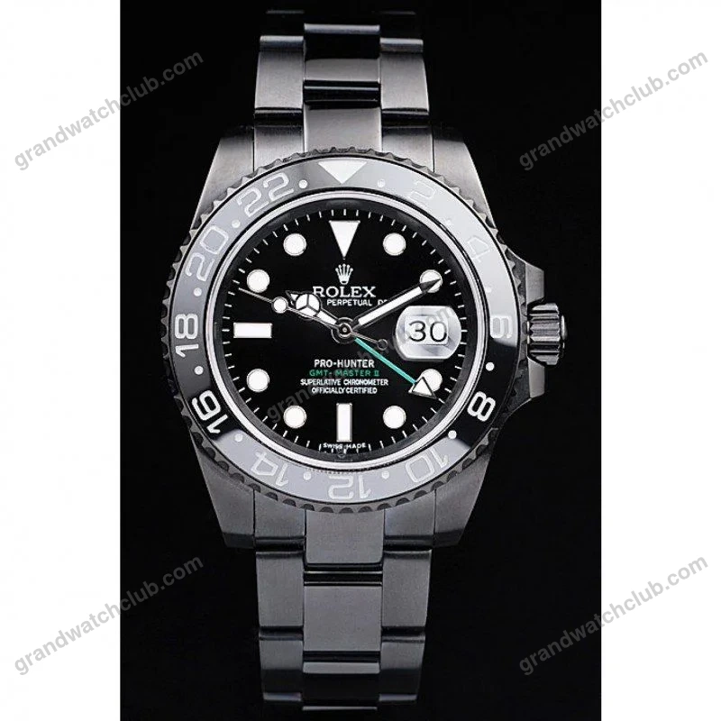 Super Clone Rolex GMT-Master II Black Dial REP016828 — dial close-up