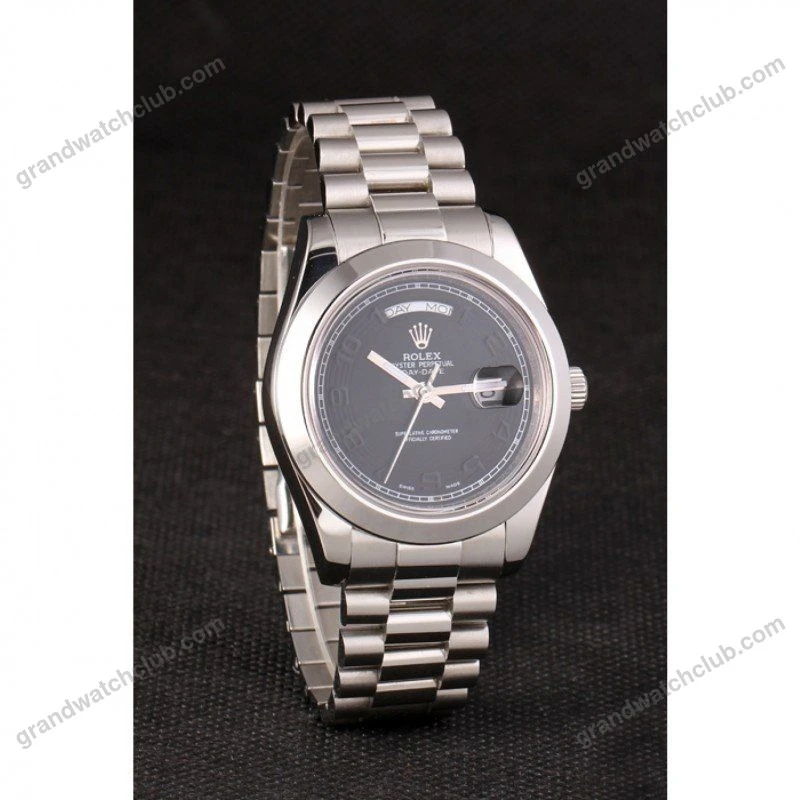 Super Clone Rolex Day-Date Black Dial 80294 40 mm — case and bezel