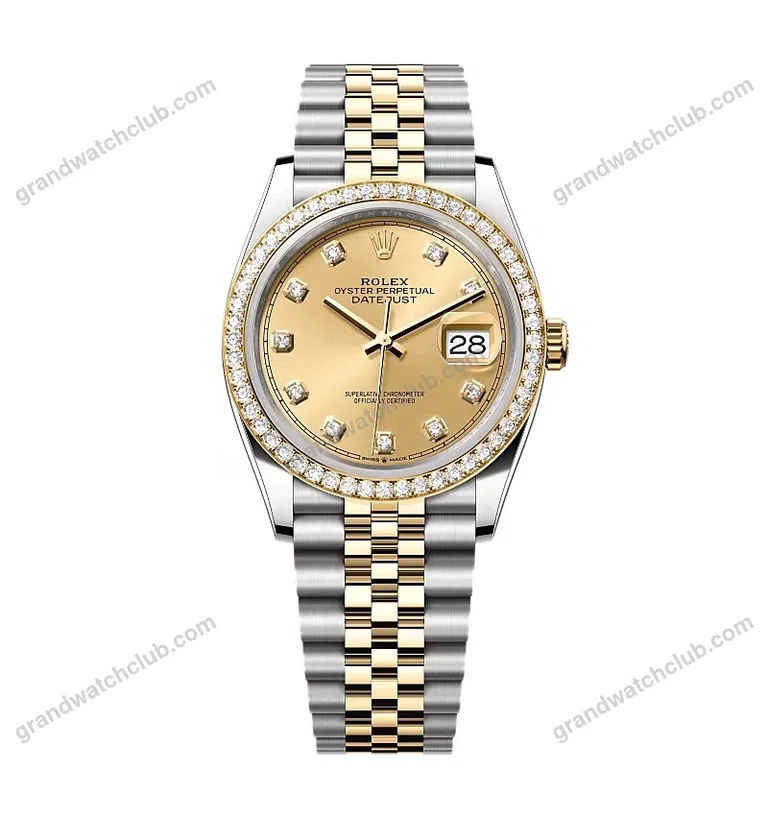 Super Clone Rolex Datejust Champagne Diamond Dial 126283RBR-0003 36 mm