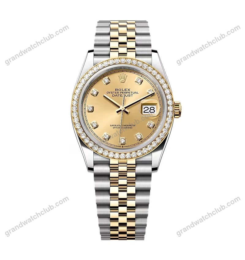 Super Clone Rolex Datejust Champagne Diamond Dial 126283RBR-0003 36 mm