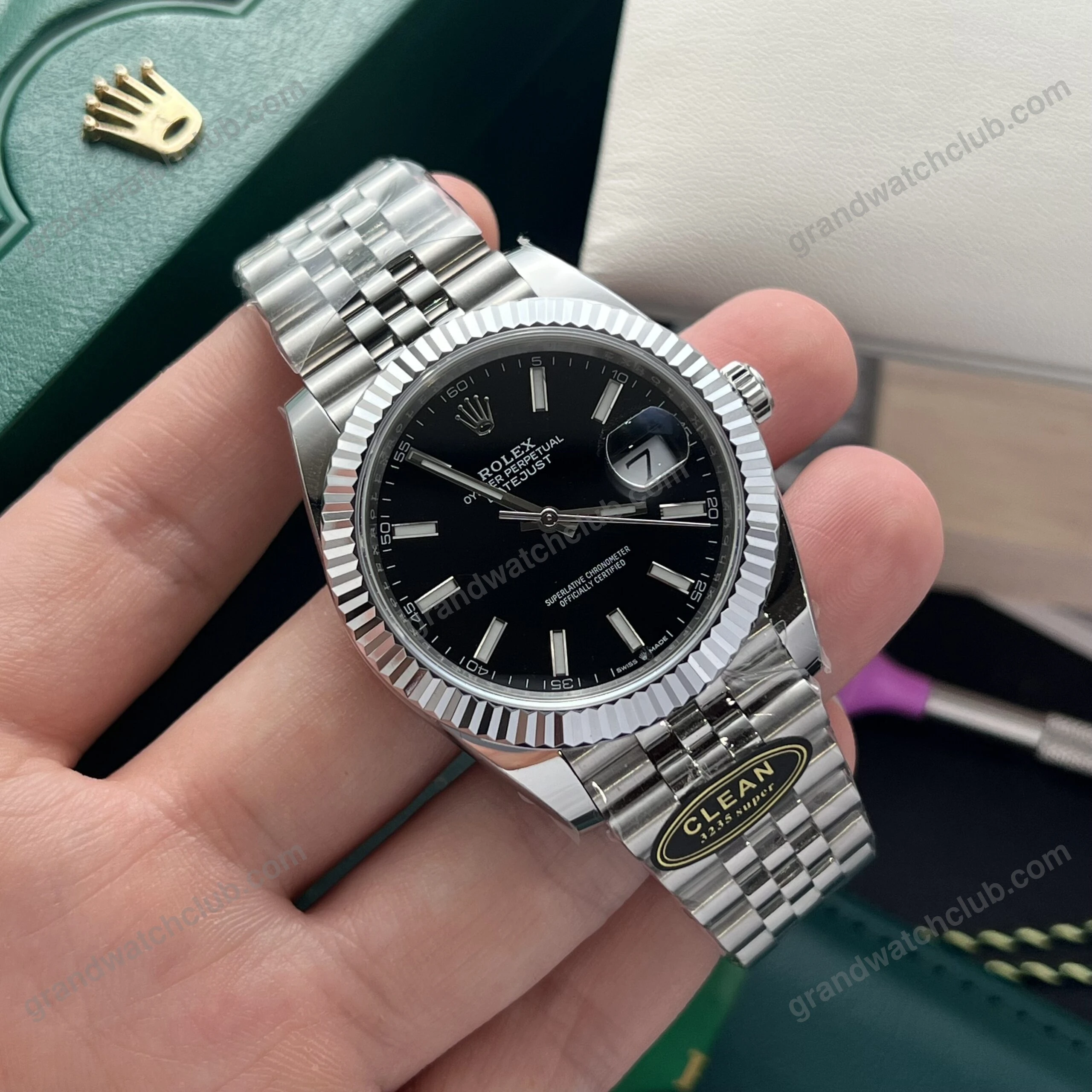 Super Clone Rolex Datejust Black Dial 126334-0018 41 mm β clasp and links