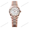 Super Clone Rolex ,White Mother-Of-Pearl Set With Diamonds , 31 mm, Everose Gold