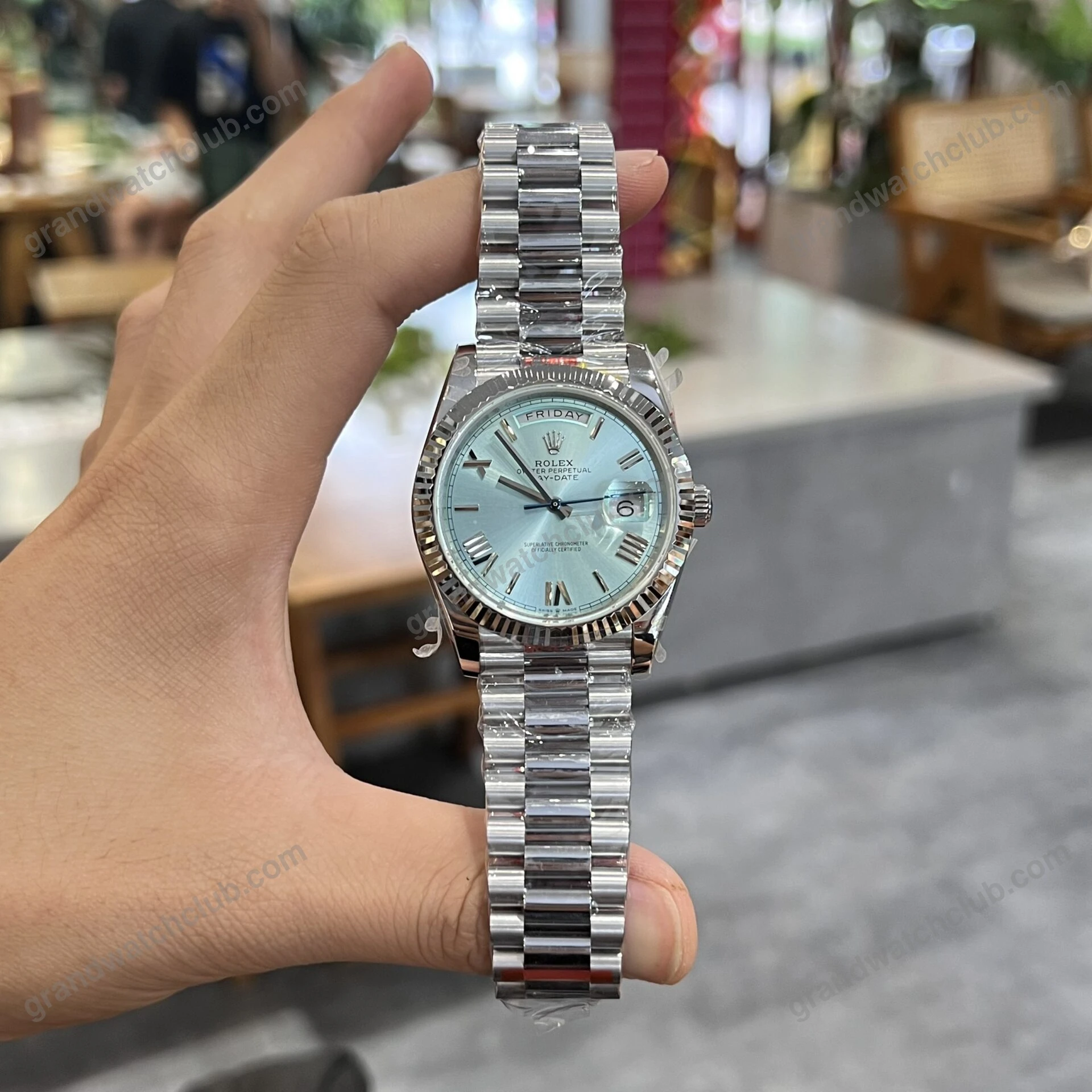 Super Clone Rolex Day-Date Ice Blue Dial 228236-0012 40 mm β case and bezel
