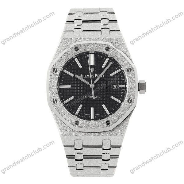 Super Clone Audemars Piguet Royal Oak Frosted Gold 41mm Black Dial Steel
