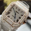 Super Clone Cartier Santos de Cartie Larger Full Diamond Rose Gold 39.8mm – Handcrafted Diamod — clasp and links