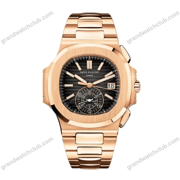 Super Clone Patek Philippe Nautilus Chronograph 5980/1R-001 40mm Black-Gray Dial Rose Gold