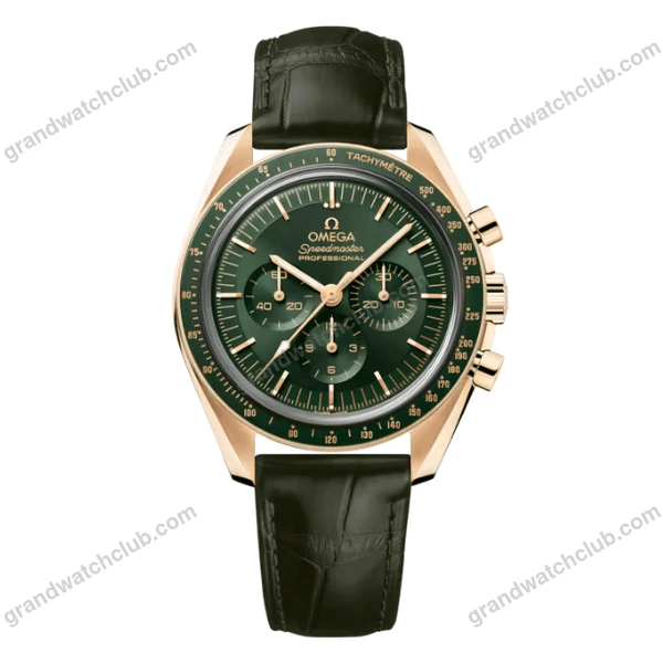 Super Clone Omega Speedmaster Moonwatch Professional 42mm 310.63.42.50.10.001 Green Dial Yellow Gold