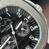 Super Clone Patek Philippe Aquanaut 5261A Moonphase Black 40mm — on leather display