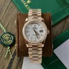 Super Clone Rolex Day-Date White Mother-of-Pearl Diamond Dial 128395tbr-0026 36 mm — dial close-up