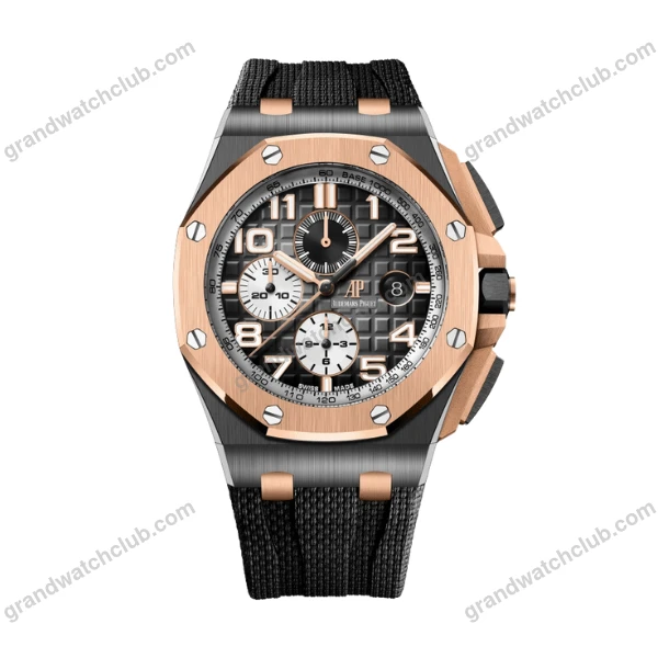 Super Clone Audemars Piguet Royal Oak Offshore Selfwinding Chronograph 26420RO 44mm Black Dial Rose Gold –