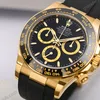 Super Clone Rolex Daytona Black Dial 126518LN — on leather display