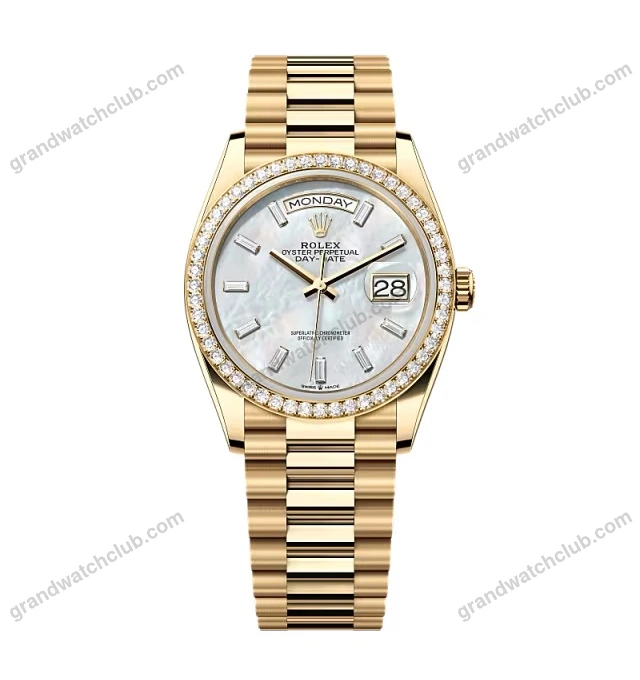 Super Clone Rolex Day-Date White Mother-of-Pearl Diamond Dial 128348rbr-0070 36 mm