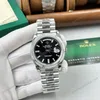 Super Clone Rolex Day-Date Bright Black Diamond Dial 228236-0004 40 mm β dial close-up