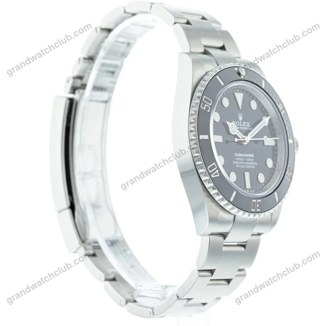 Super Clone Rolex Submariner Black Dial 124060 No-Date β on leather display