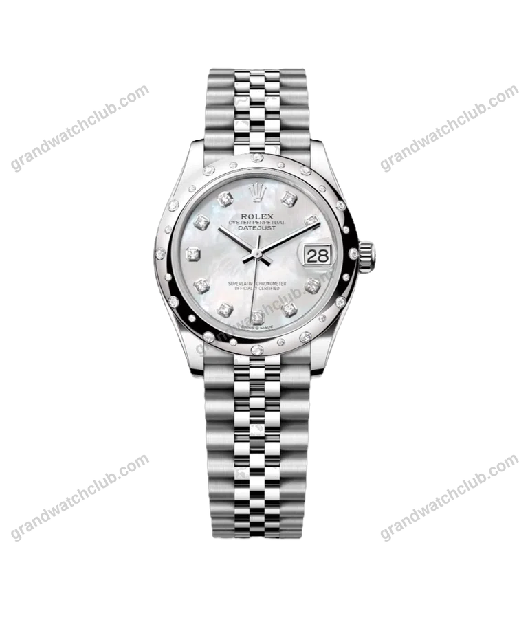 Super Clone Rolex Oyster, 31 mm, Oystersteel White Gold and Diamonds Dial
