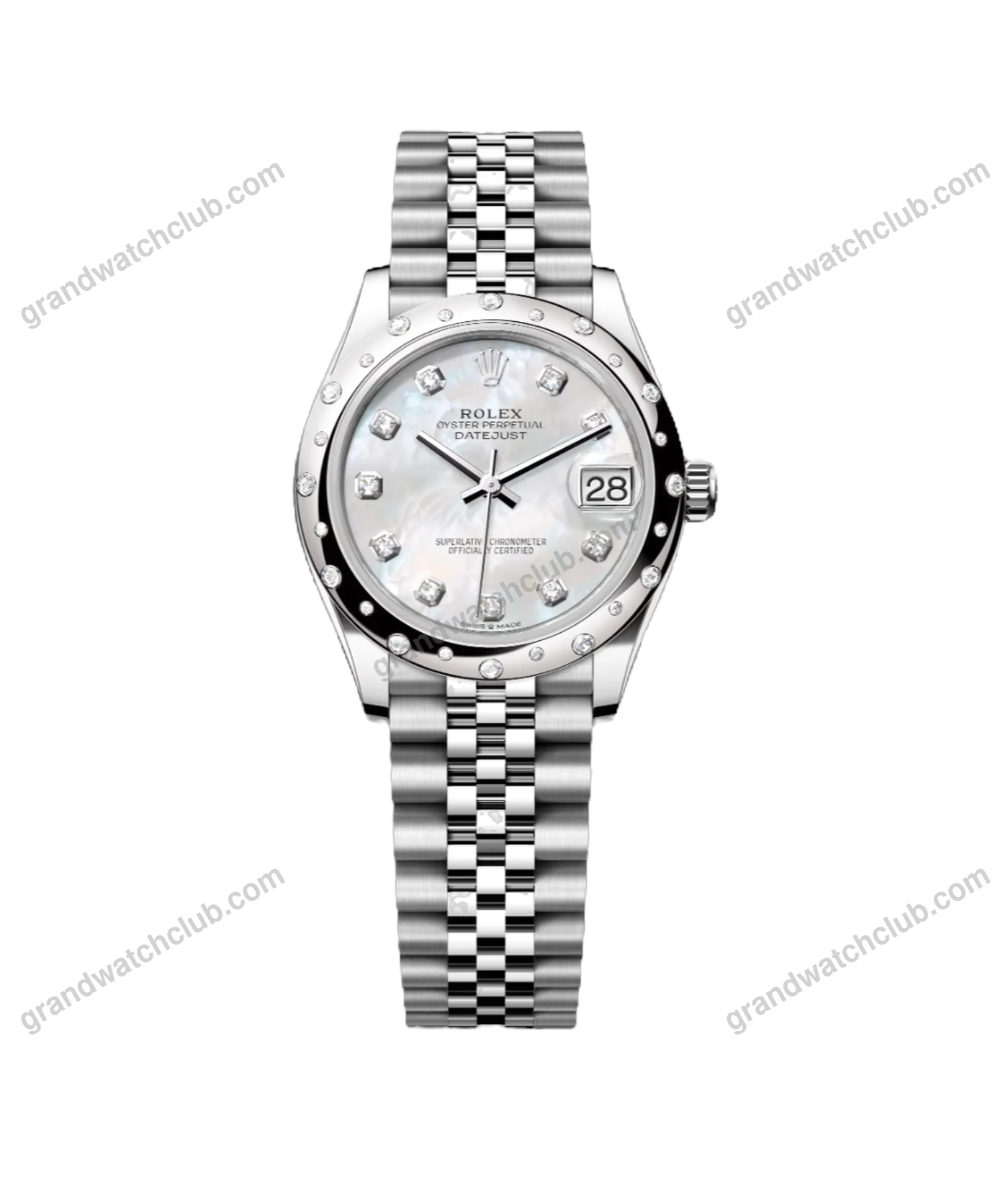 Super Clone Rolex Oyster, 31 mm, Oystersteel White Gold and Diamonds Dial