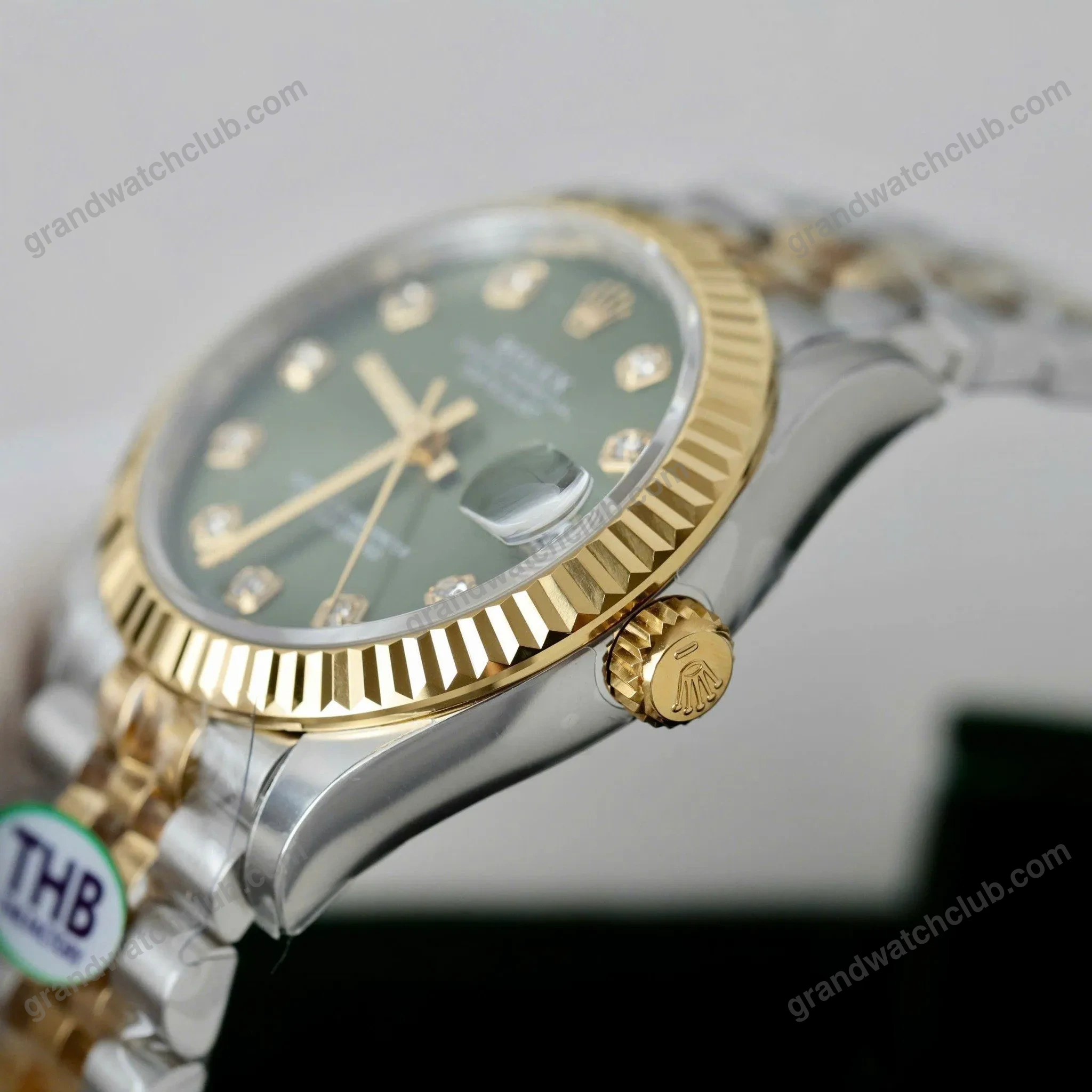 Super Clone Rolex Datejust Olive Green Diamond Dial 278273-0030 31 mm β case and bezel
