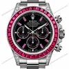 Super Clone Rolex Cosmograph Daytona Ruby Sapphire Bezel Black Dial 116520 – Swiss SuperClone