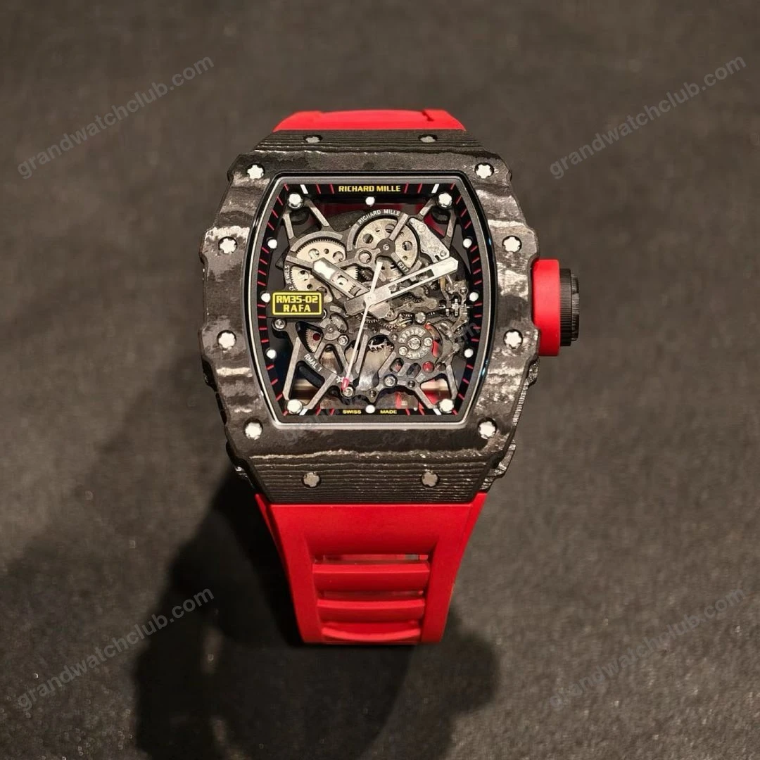 Super Clone Richard Mille RM 35-02 Carbon TPT Purple AR Sapphire Rubber Strap