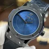 Super Clone Hublot Classic Fusion 42mm Leather Strap Ceramic — on leather display